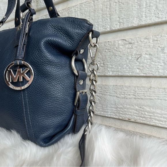 MICHAEL KORS Navy Blue Bedford Fulton Mercer Tote Satchel Crossbody Shoulder Bag - Picture 2 of 11